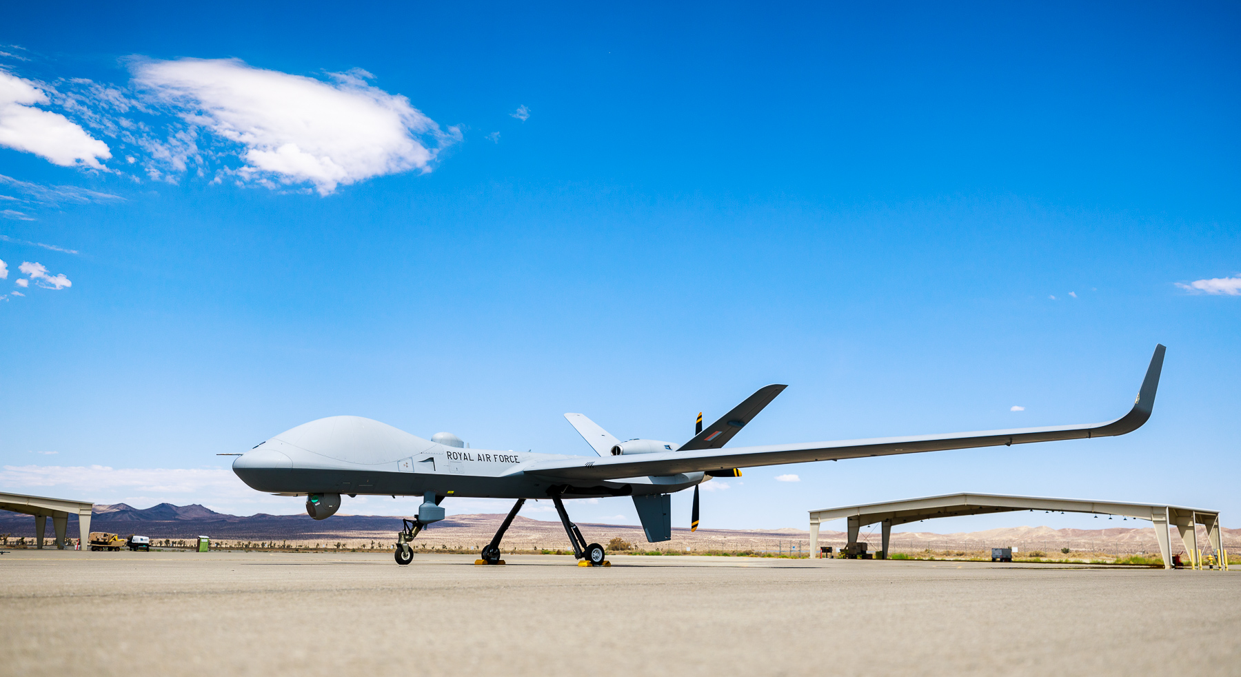 Image of the Protector on the airfield.